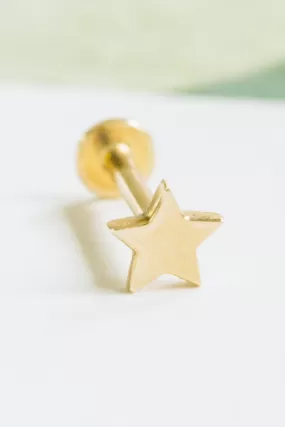 14k Gold Cartilage 4mm Star Pendant Internally Internal Threaded Labret