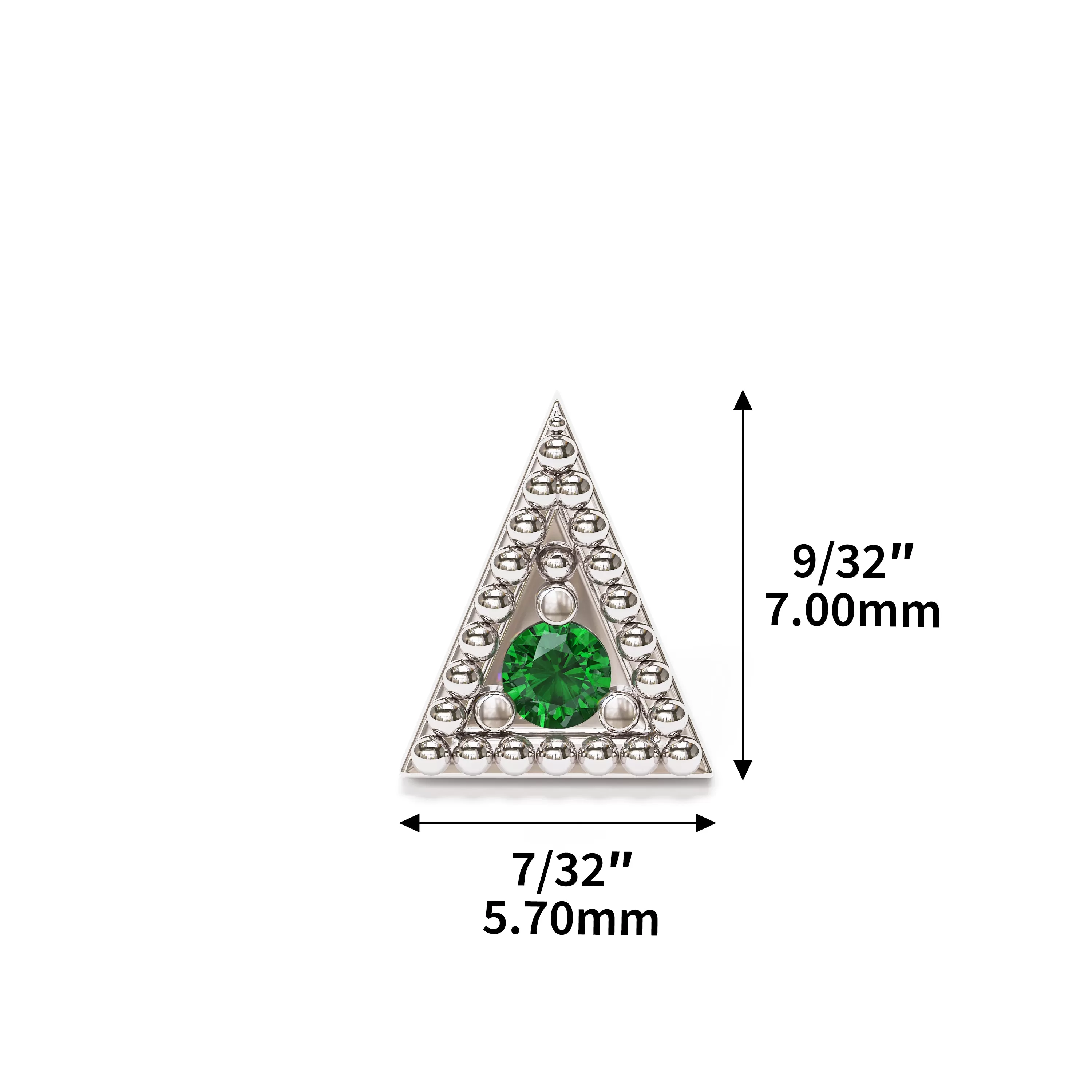 14K Gold Emerald Granule Triangle Stud