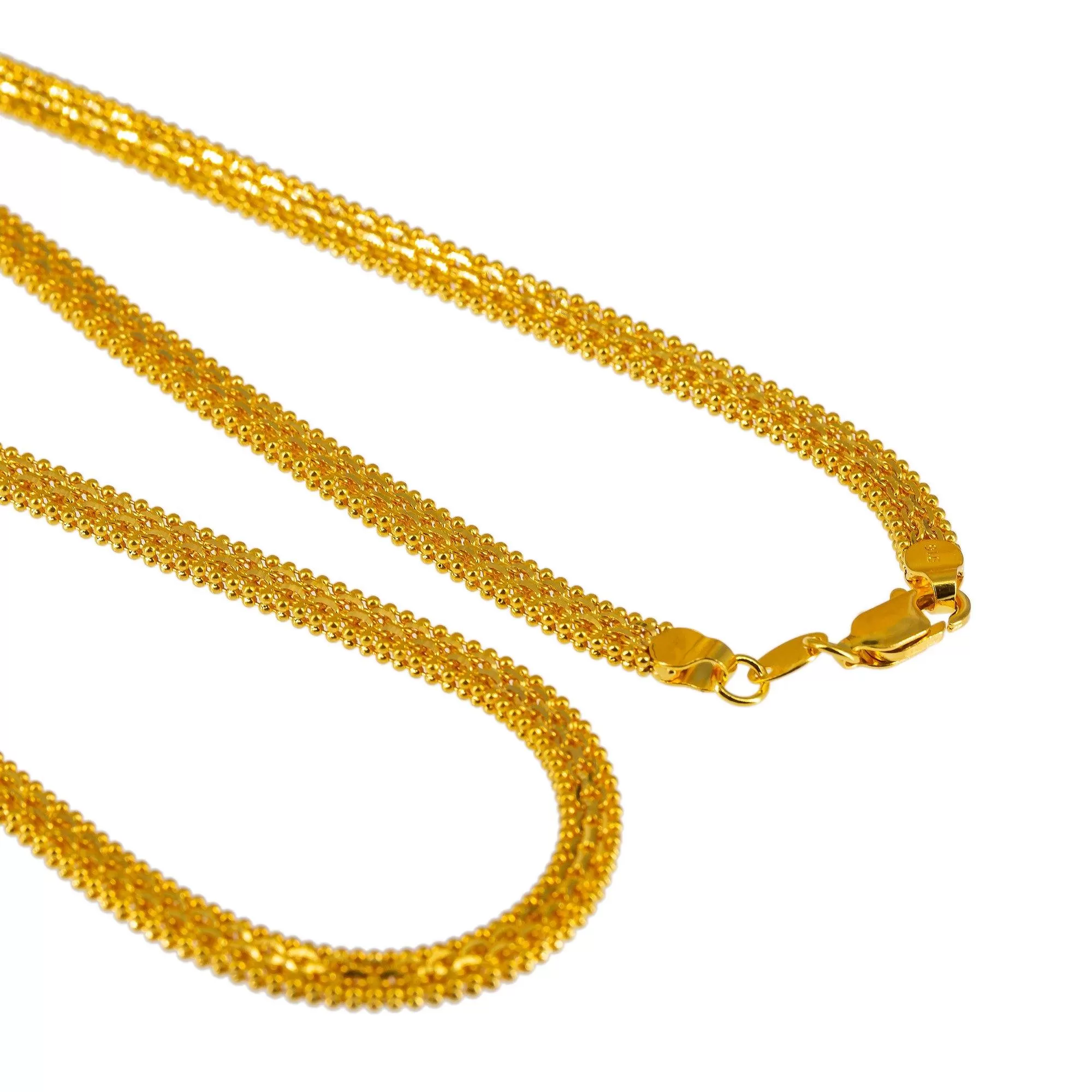 22K Yellow Gold Flat Chain W/ Anchor & Ball Bead Links, 20 Inches