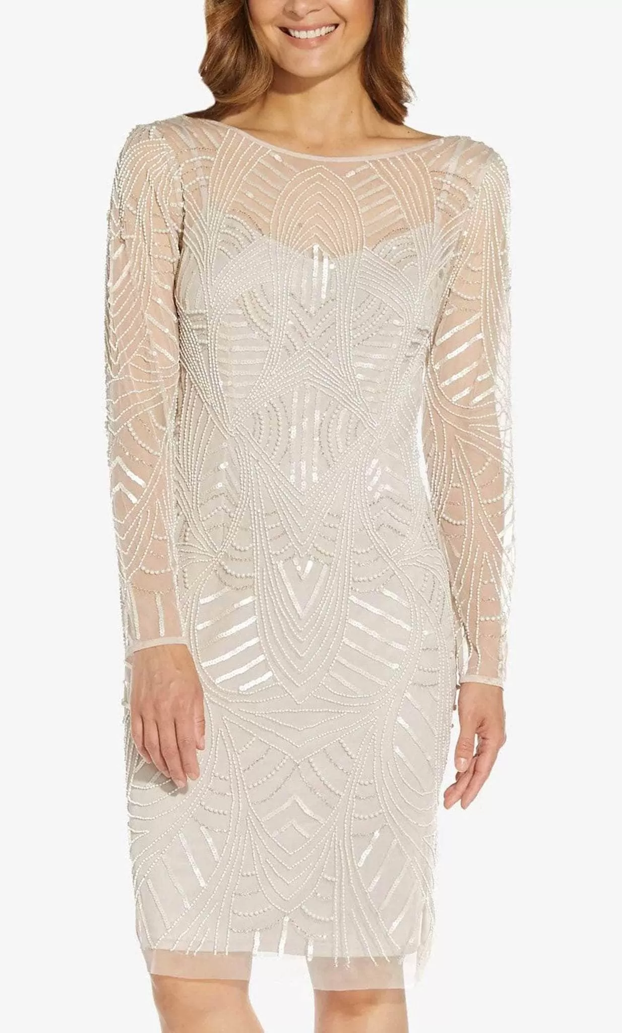 Adrianna Papell AP1E208662 - Long Sleeve Illusion Cocktail Dress