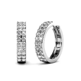 Alice 18k White Gold Plated Hoop Earrings with Simulated Diamond Crystals