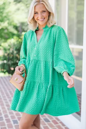 All Up To You Green Textured Dress