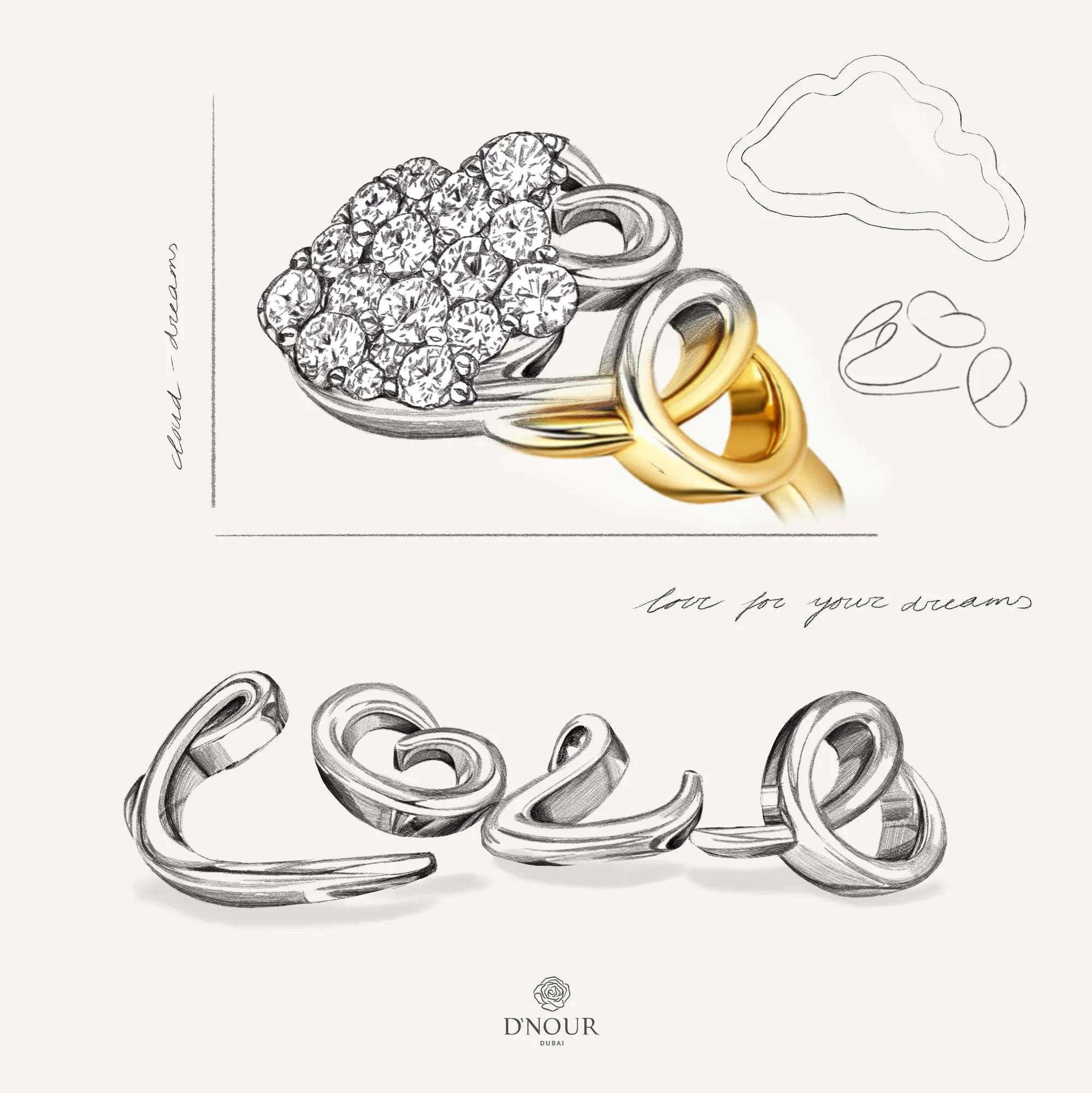 Allusia Love Minimal 18K Gold Ring w. Diamonds