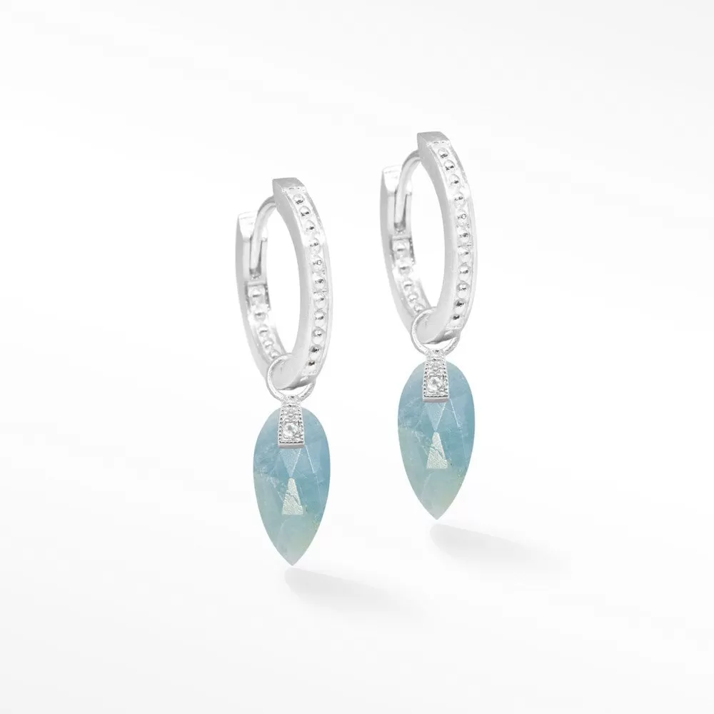 Angel Wings Aquamarine Silver Convertible Earrings