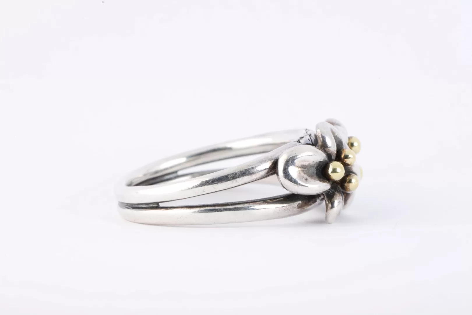 Ann King 925 Silver & 18k Yellow Gold Double Flower Ring Size 10 (9.65g.)