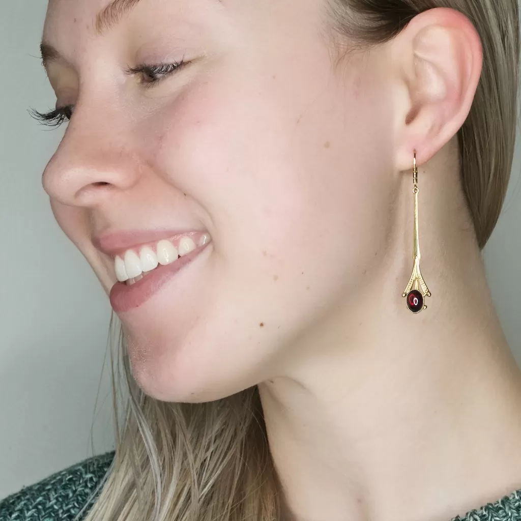 Art Deco Garnet Drop Earrings