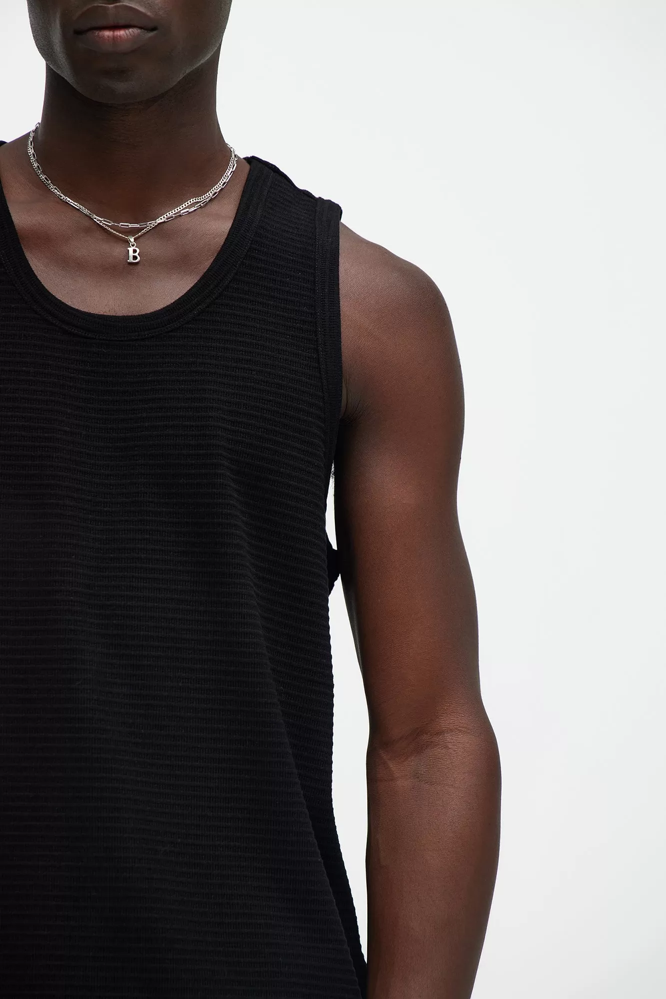 Athens Rib Textured Relaxed Tank - Black