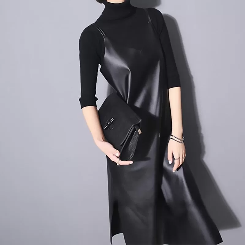 Bakaitis Vegan Leather Spaghetti Dress