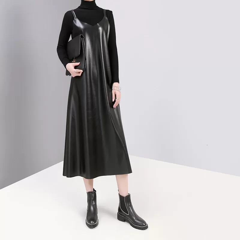 Bakaitis Vegan Leather Spaghetti Dress