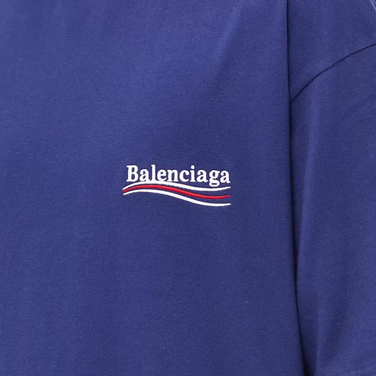 Balenciaga Political Campaign Embroidery Large Fit Tee Blue