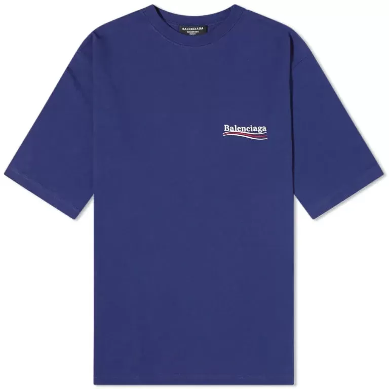 Balenciaga Political Campaign Embroidery Large Fit Tee Blue