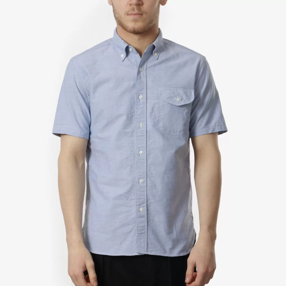 Beams Plus Button Down Short Sleeve Oxford Shirt