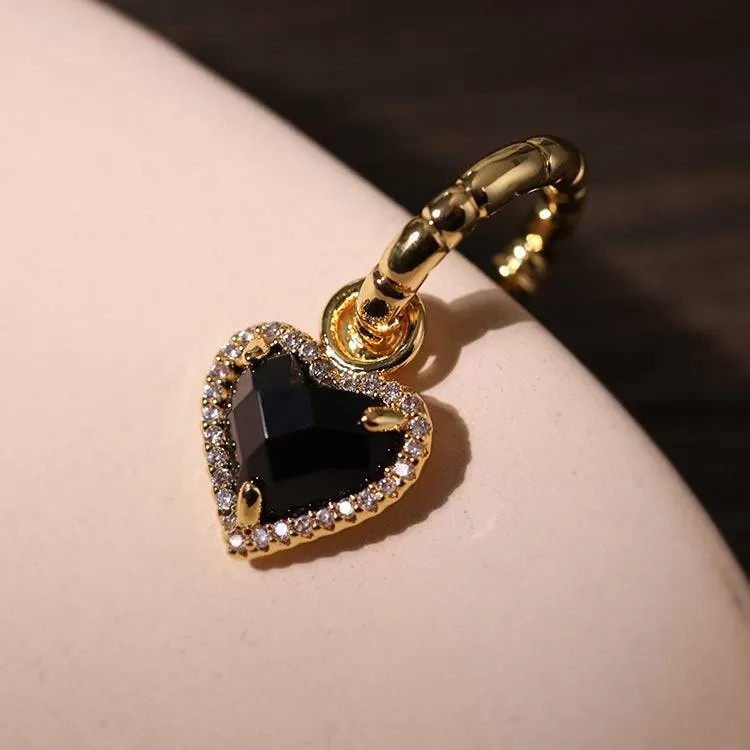 Black Bella Heart pendant CZ Earrings