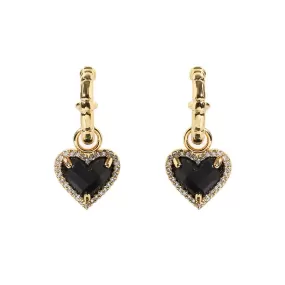 Black Bella Heart pendant CZ Earrings