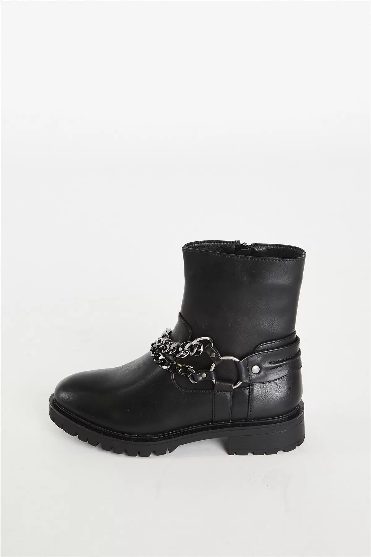 Black Chain Ankle Boot Ankle Boot-Boot