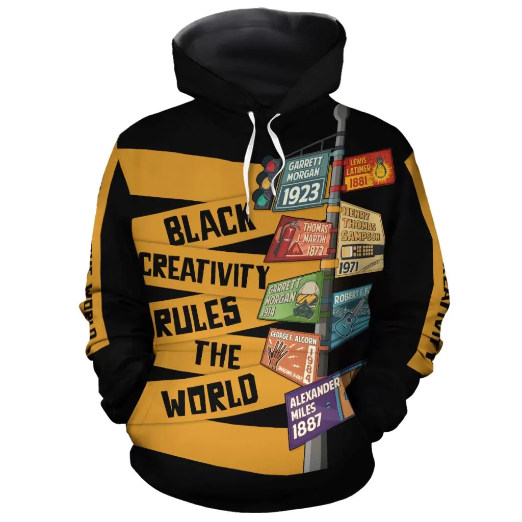 Black Creativity Rules The World All-over Hoodie and Joggers Set