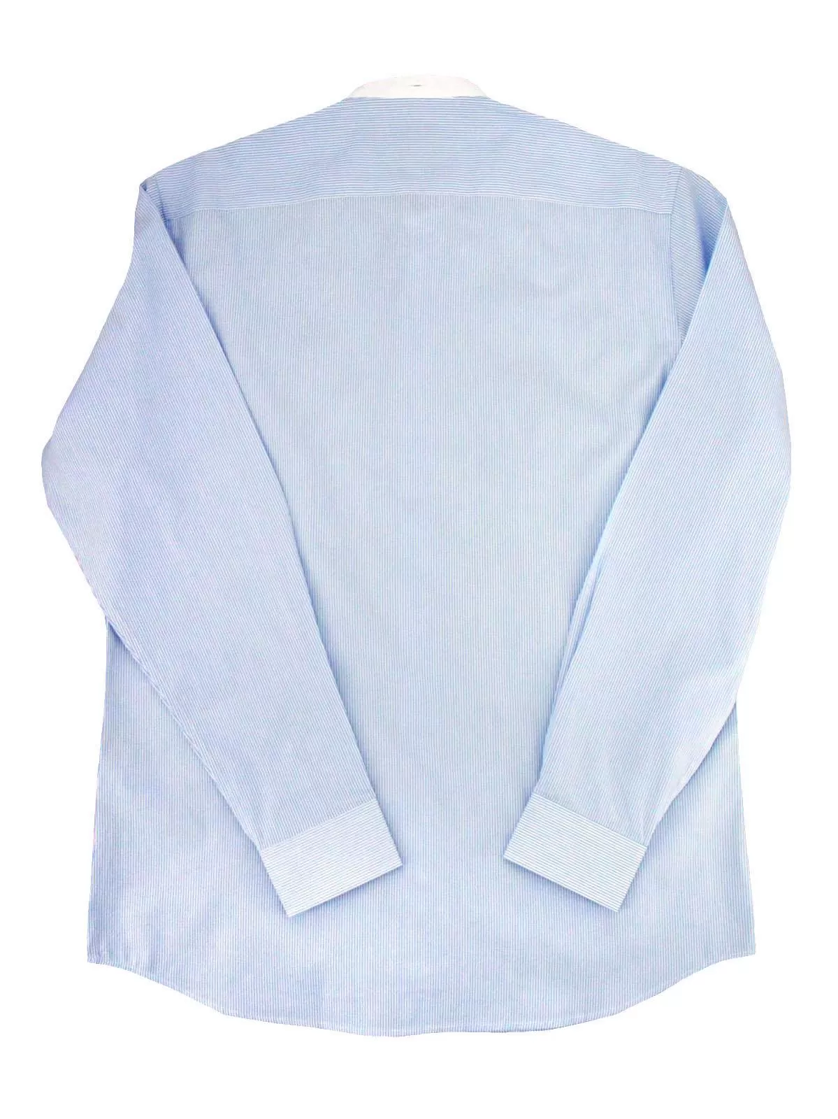 Blue Stripe Collarless Grandad Shirt with Detachable Spearpoint Collar