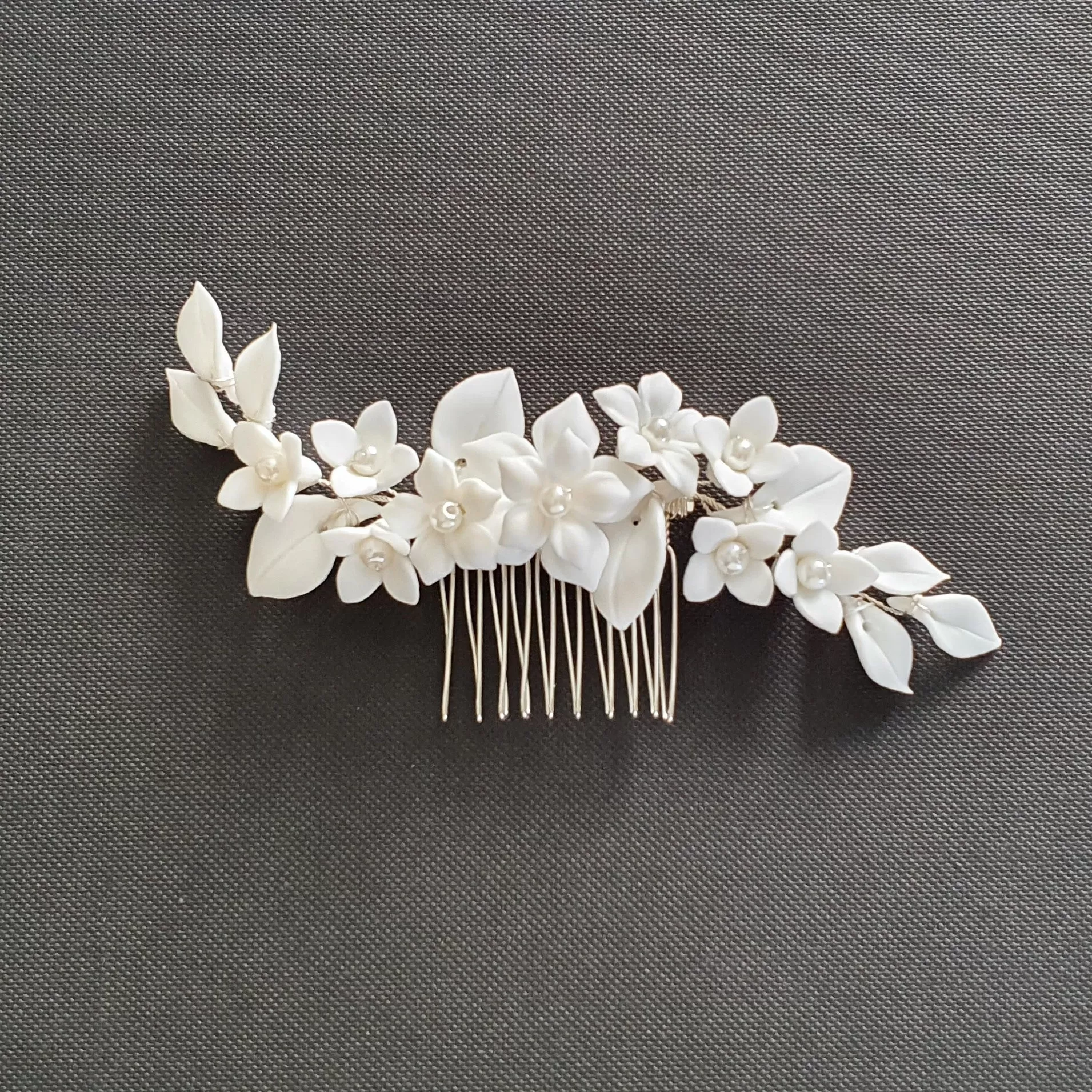 Bridal Flower Hair Comb for Wedding- Snow Drops