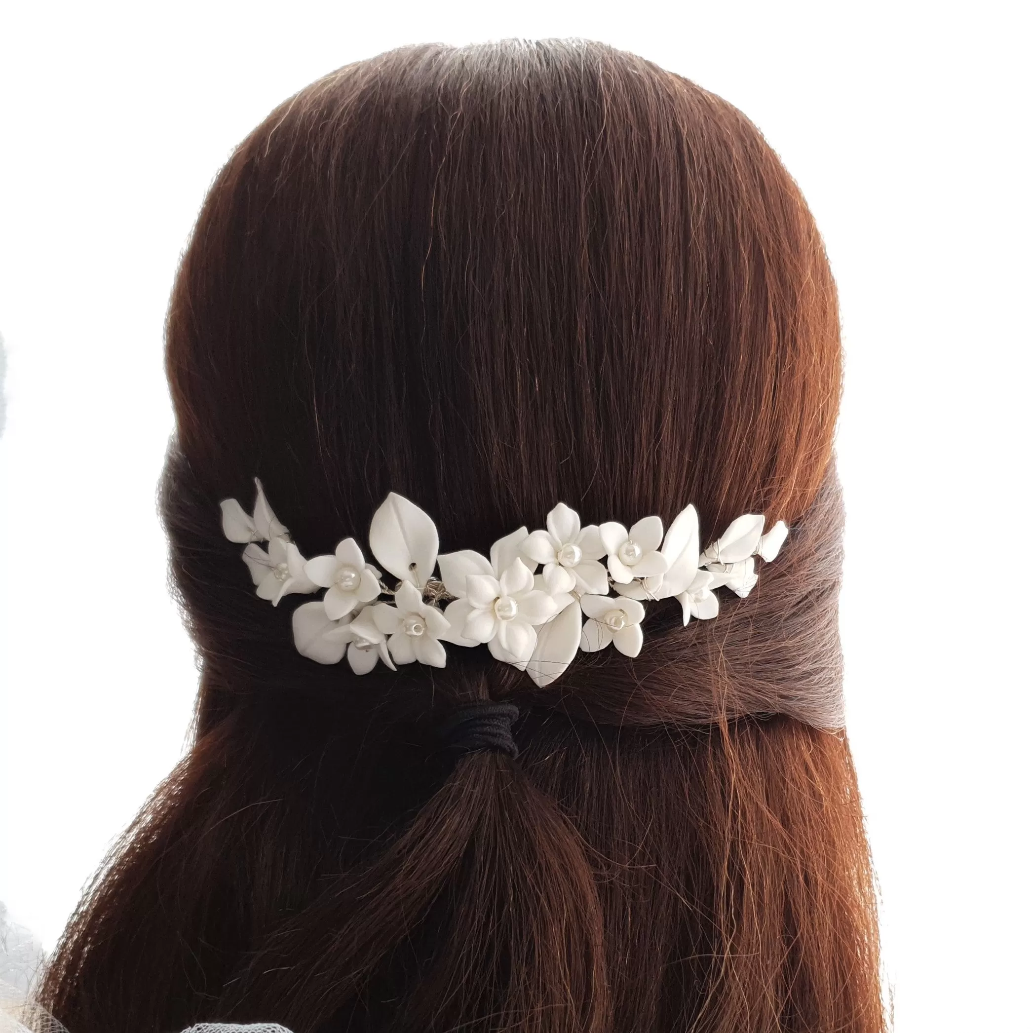 Bridal Flower Hair Comb for Wedding- Snow Drops