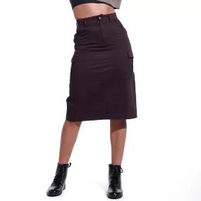 Brown Denim Cargo Skirt