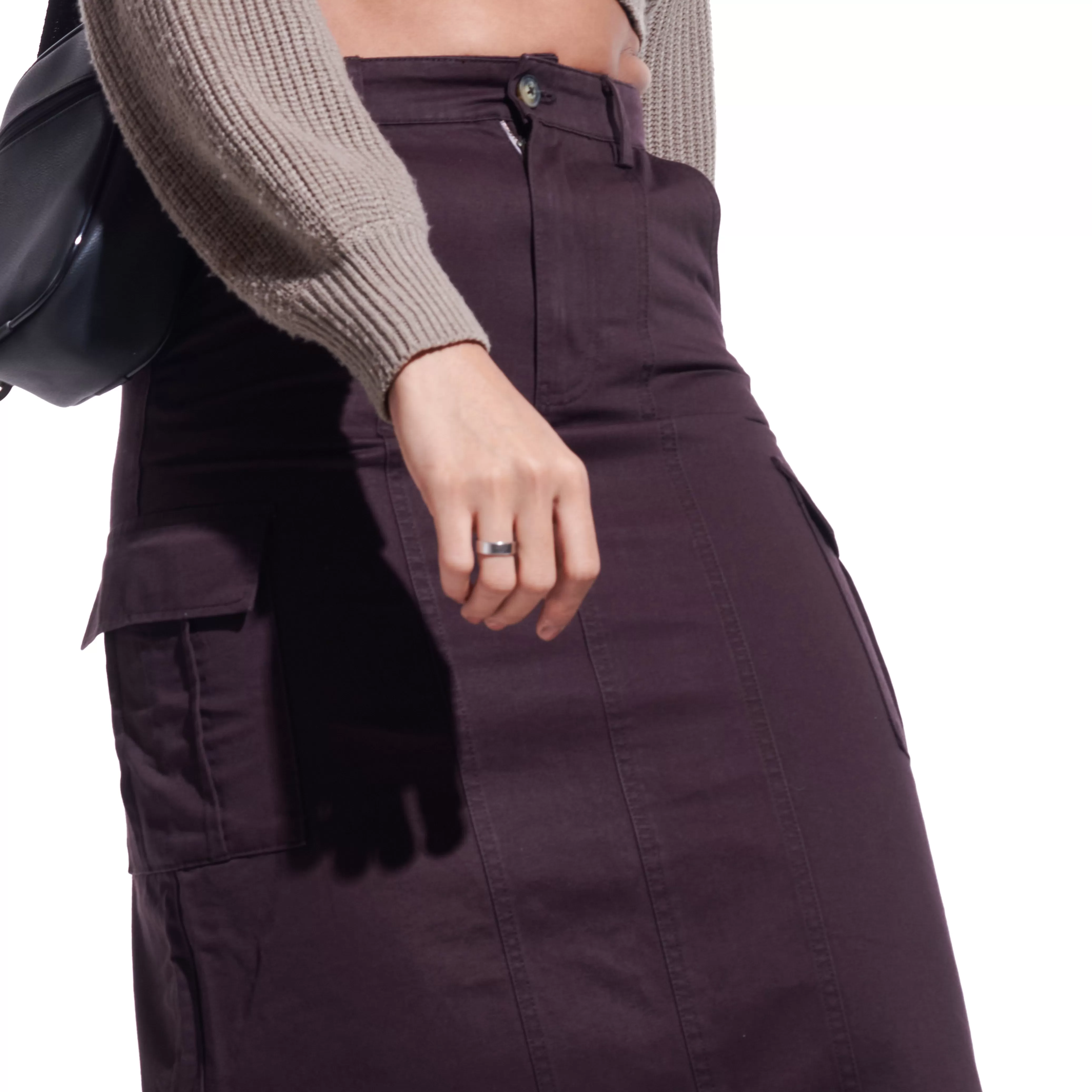 Brown Denim Cargo Skirt