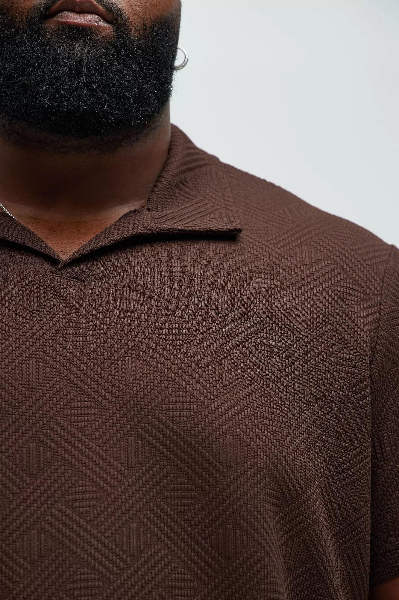 Burley Geo Textured Johnny Collar Shirt - Brown