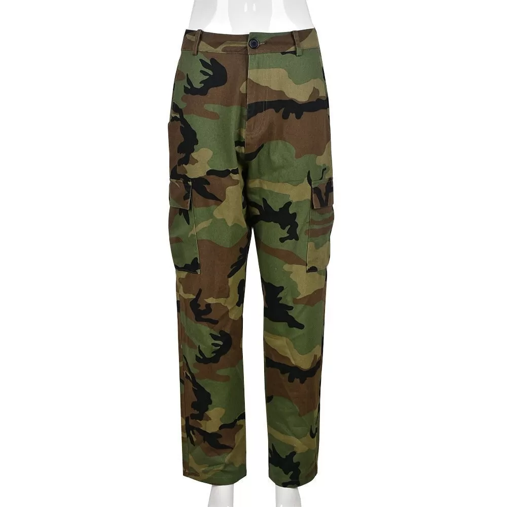 Camo Cargo Pencil Straight Pants