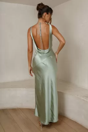 Cassandra Open Back Maxi Dress - Pistachio