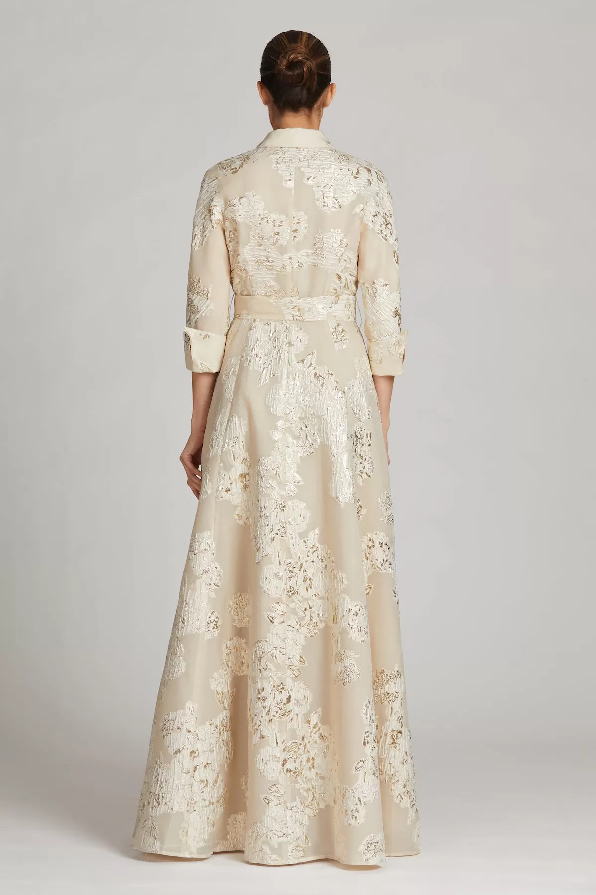 Champagne Jacquard Shirtdress Gown