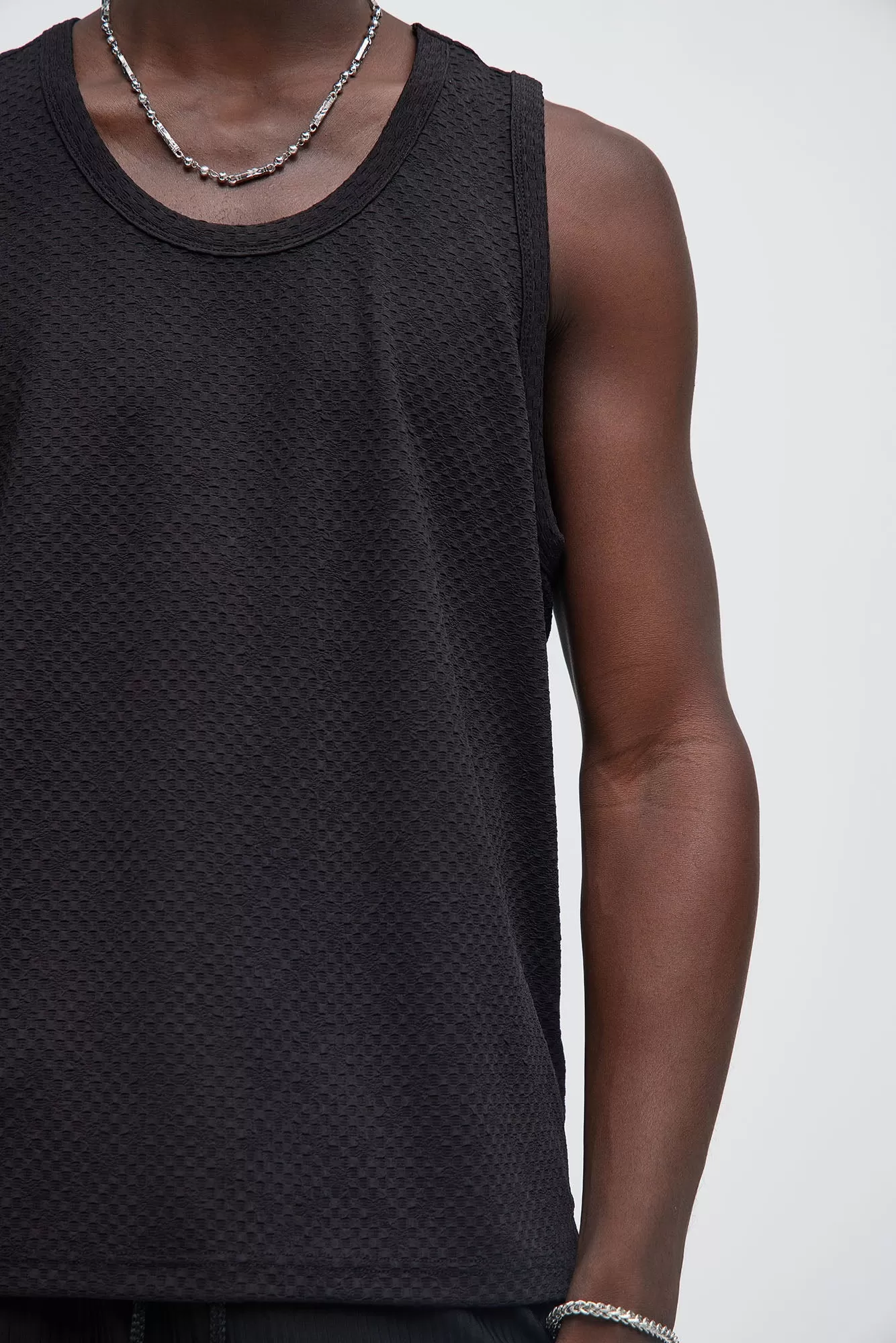 Croydon Textured Relaxed Tank - Black