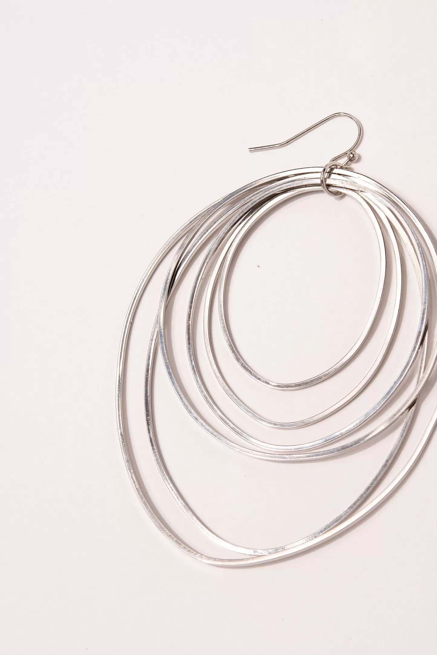 Dawna Layered Multi Ring Open Circle Hook Earrings- Silver