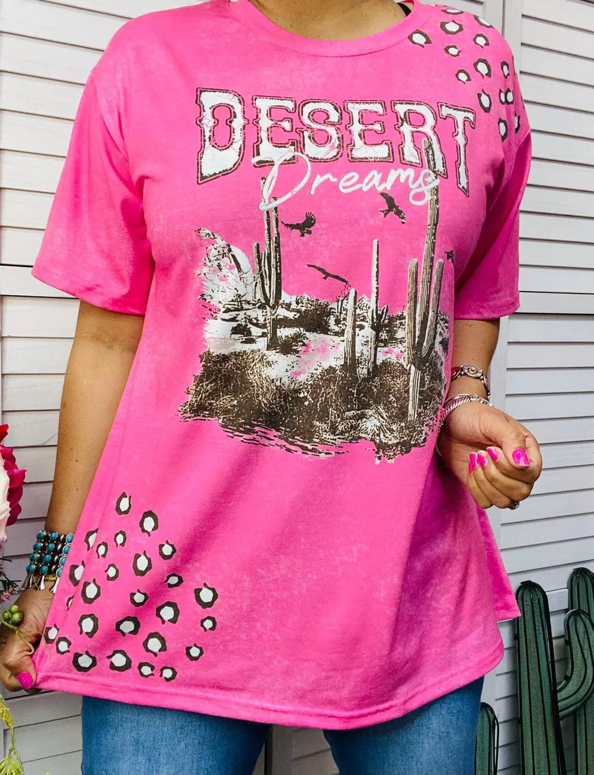 DESERT DREAMS Pink short sleeve top