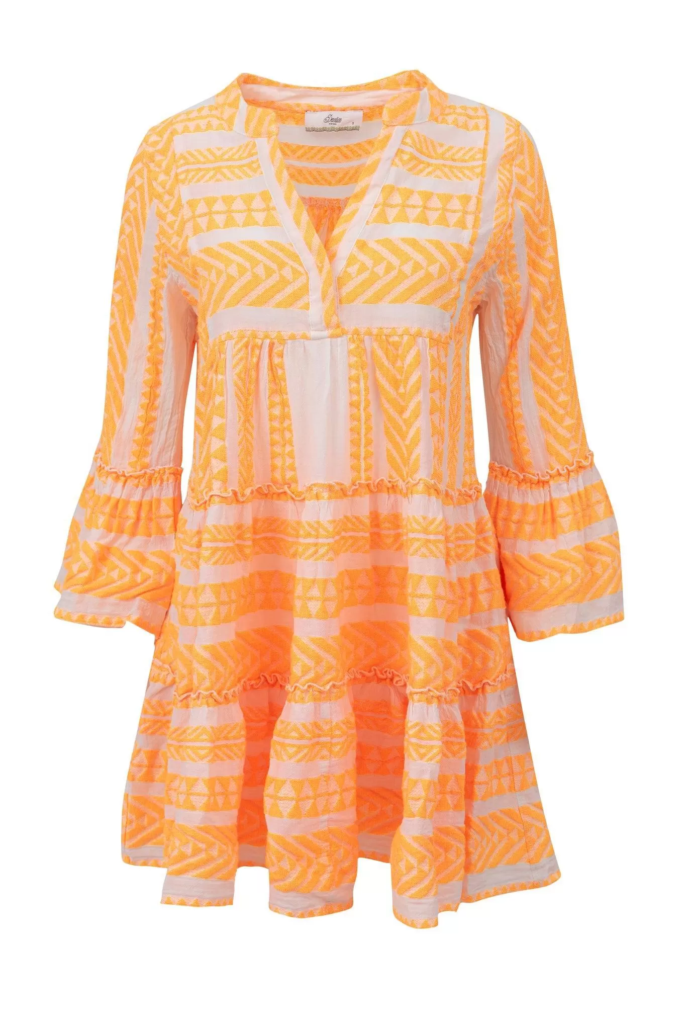 DEVOTION TWINS Ella Mini Dress | NEON ORANGE on OFF WHITE