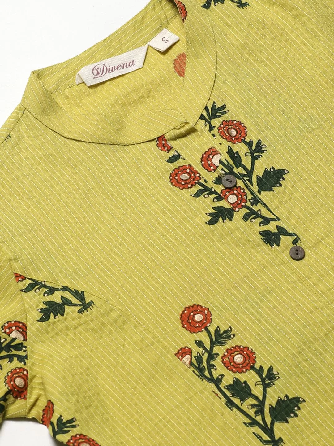 Divena Lemon Yellow Straight Cotton Kurta