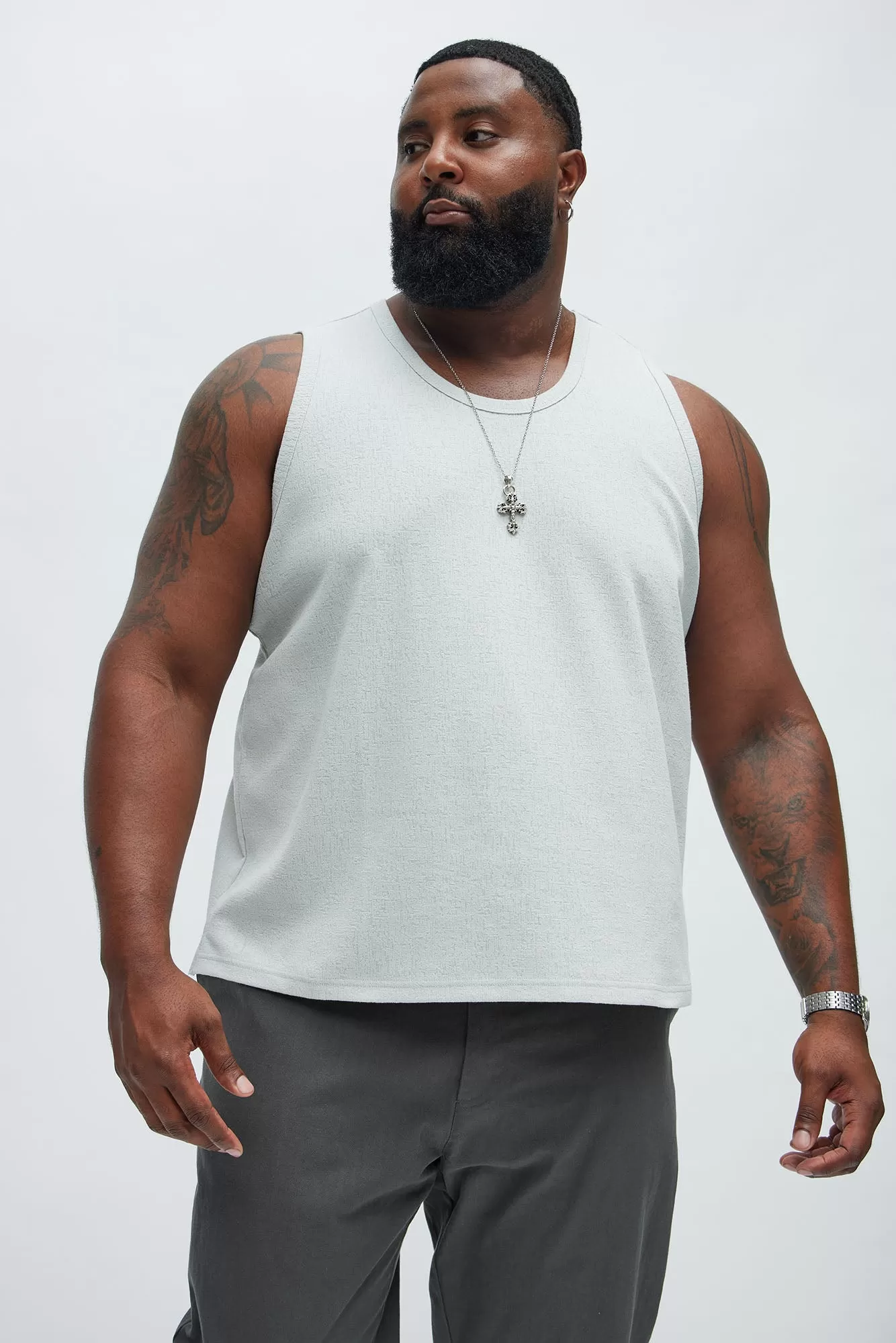 Duval Textured Relaxed Tank - Grey