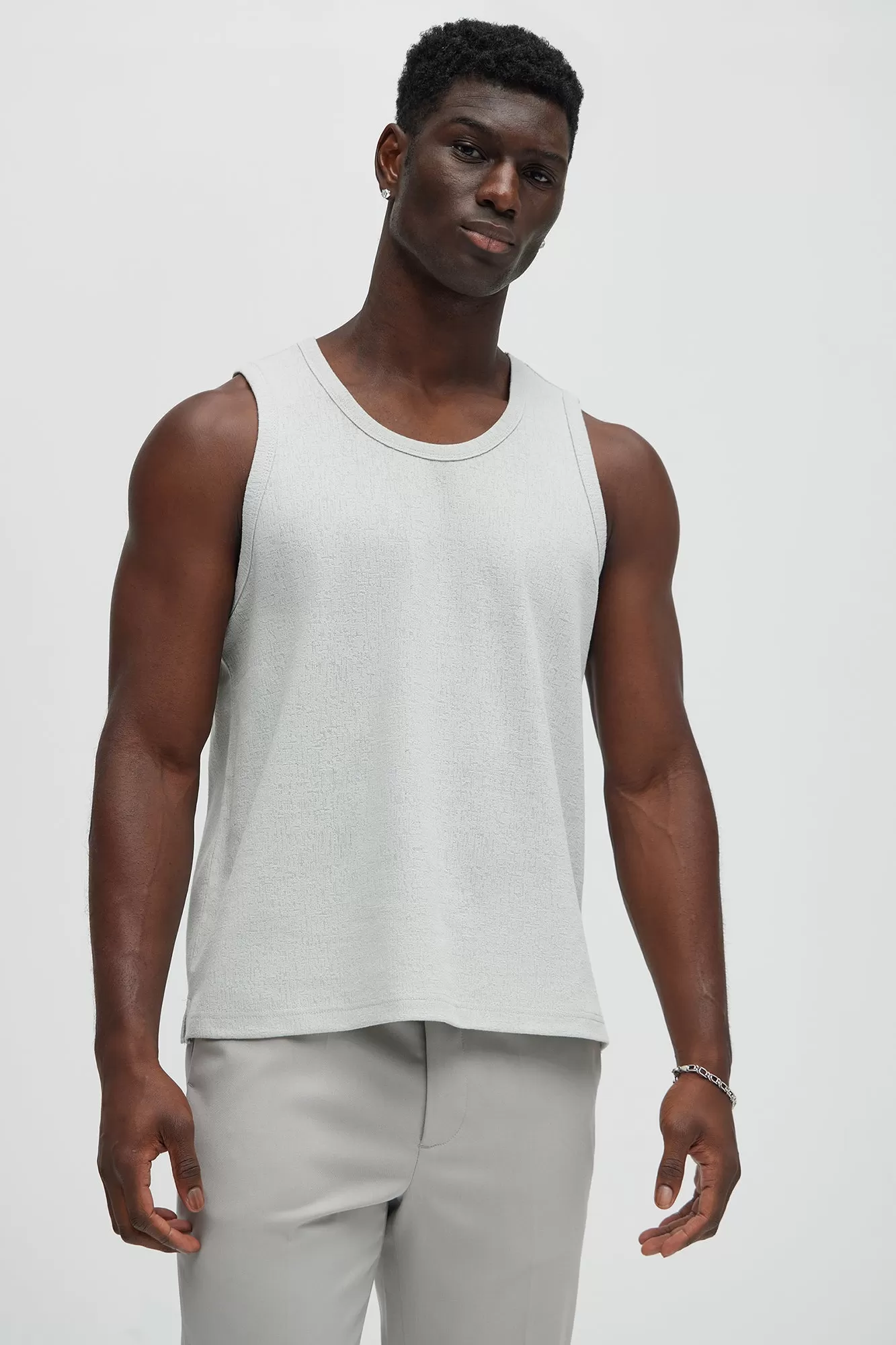 Duval Textured Relaxed Tank - Grey