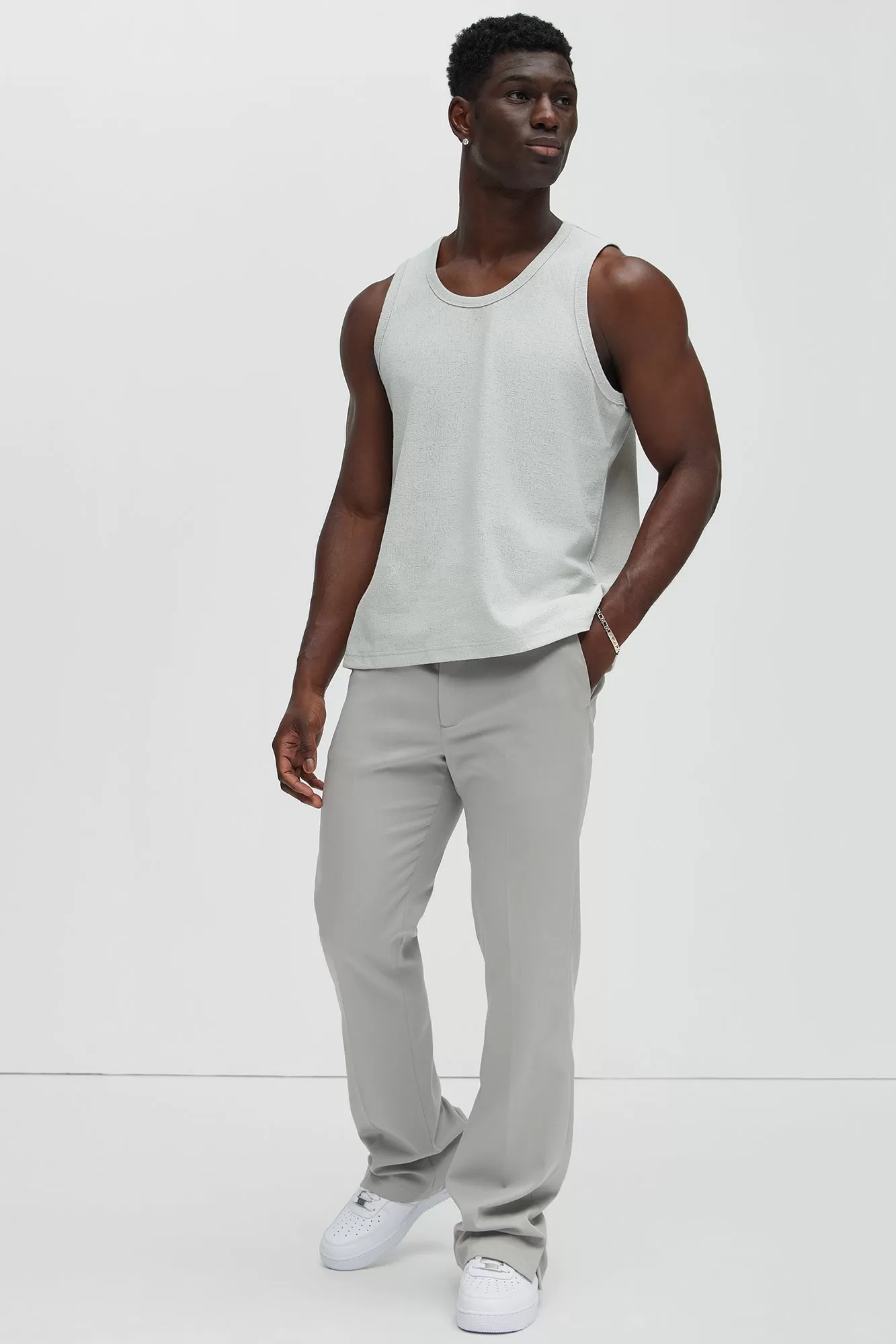 Duval Textured Relaxed Tank - Grey