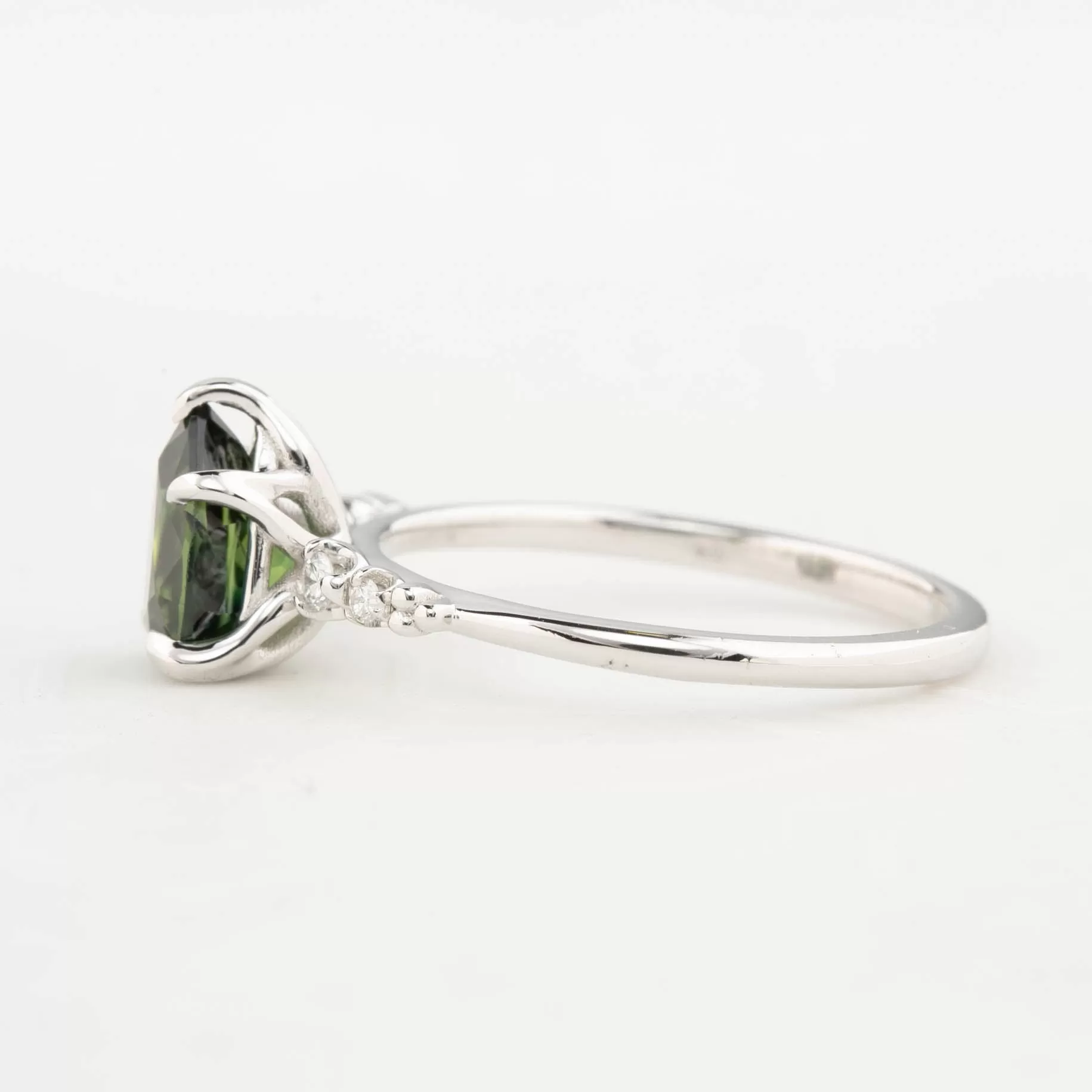 Estel Luxe Ring 1.76ct Unheated Pear Queensland Sapphire Ring 14K White Gold, One of a kind