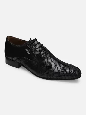 Ezok Men Black Leather Formal Shoes