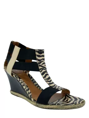 FENDI Carioca Zebra-Print Wedge Size 8