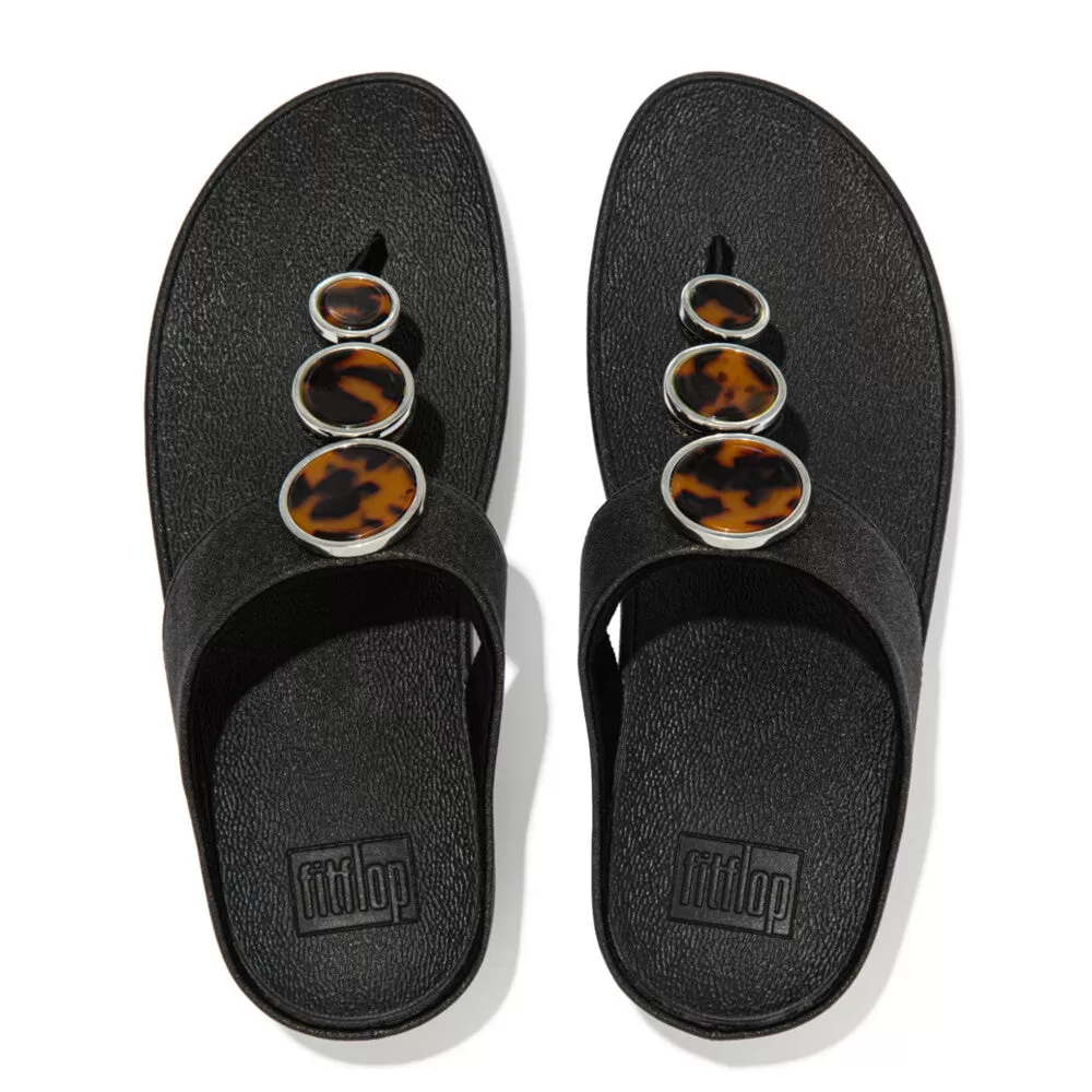 FitFlop Halo Shimmer Toe Post Sandals Black