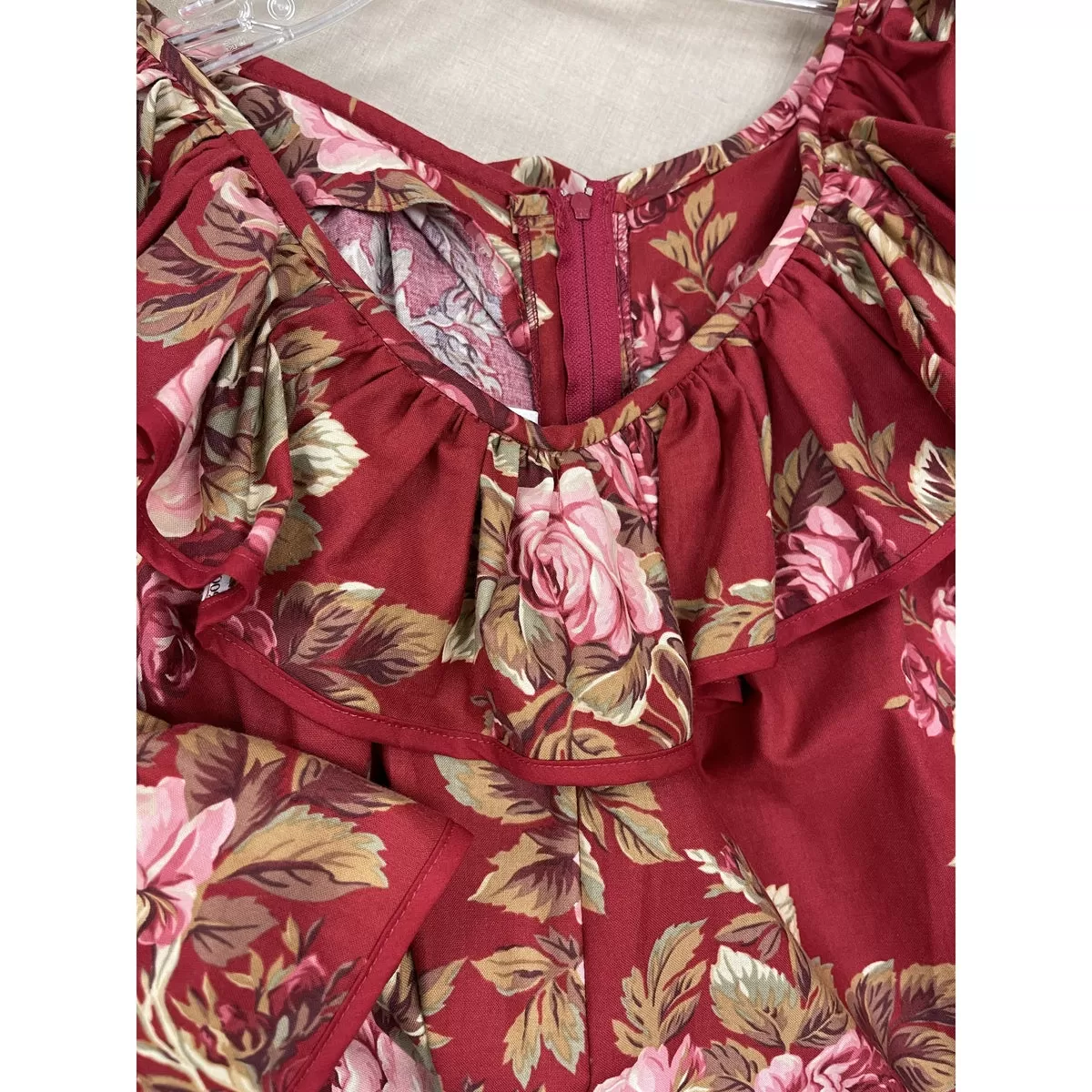 Floral Print Red Hawaiian Muumuu Dress | Red 8631