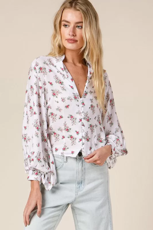 Flower Print Button Down Shirt