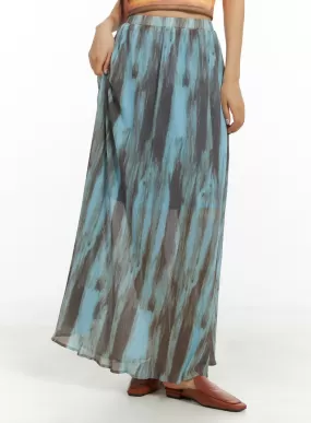 Flowy Graphic Maxi Skirt CA415