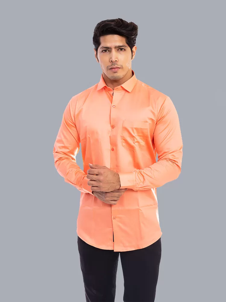 Formal Shirts for Men - Light Orange Solid Formal Men Shirt