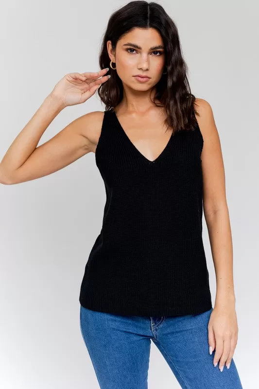 FRONT AND BACK DEEP V NECK TANK TOP