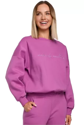 Fuchsia Sweatshirt with Embroidery