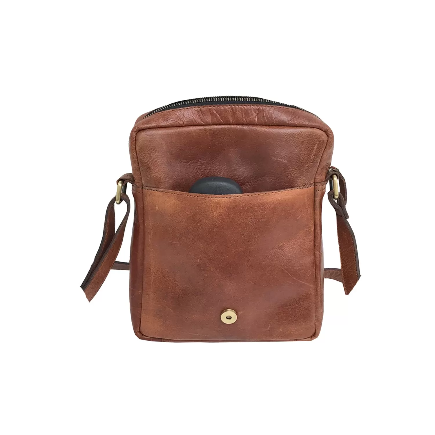 Full-grain Buffalo Leather Sling Messenger Bag - Sandstone Brown