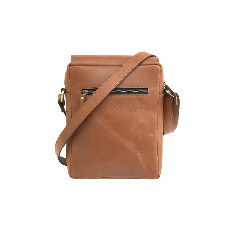 Full-grain Buffalo Leather Sling Messenger Bag - Sandstone Brown