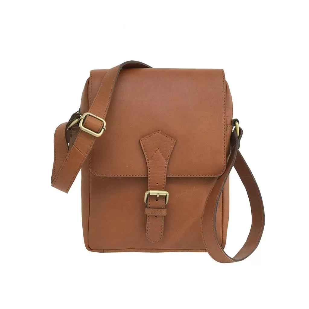 Full-grain Buffalo Leather Sling Messenger Bag - Sandstone Brown